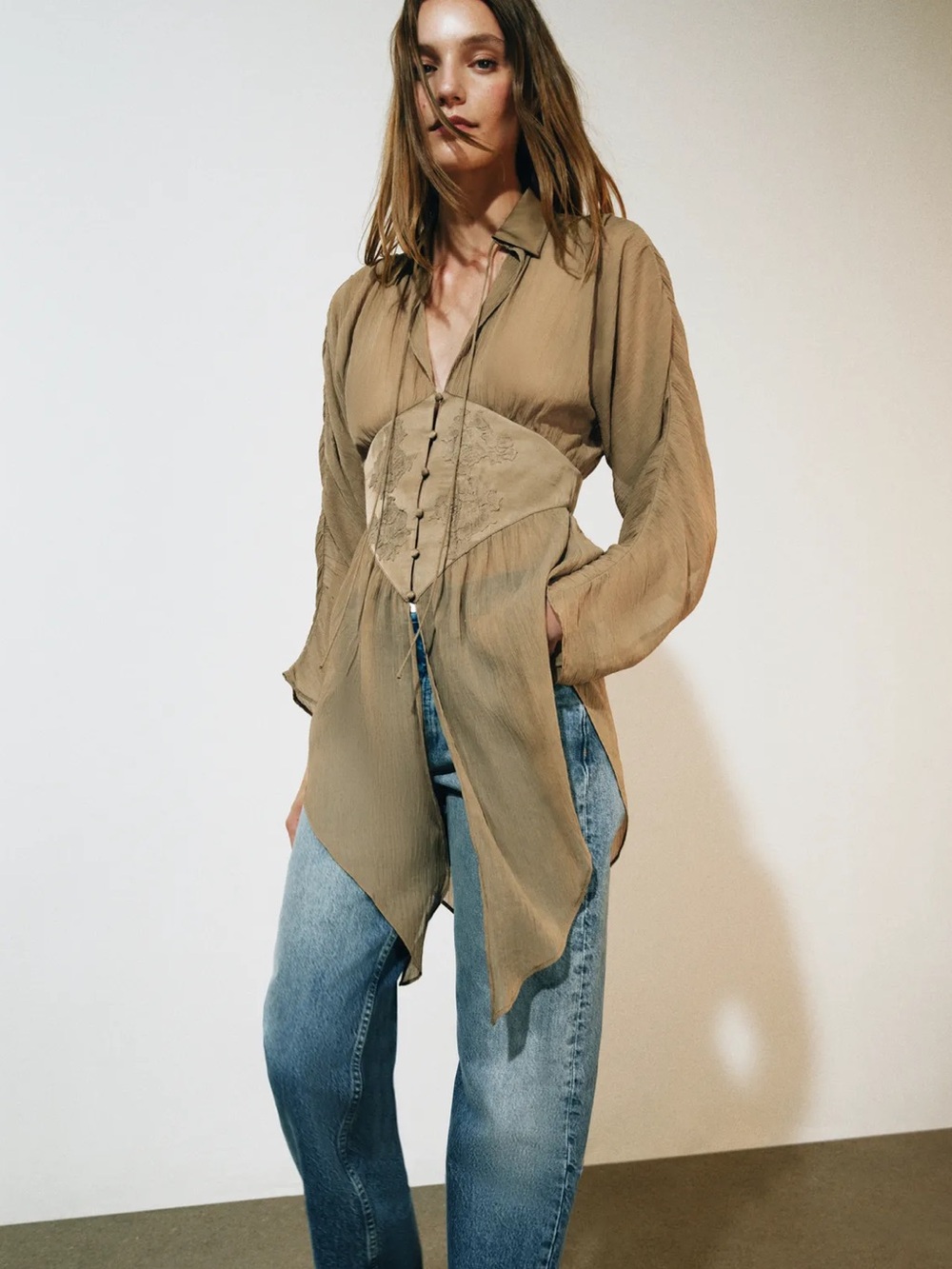 ZARA ZW COLLECTION GEORGETTE LACE BLOUSE